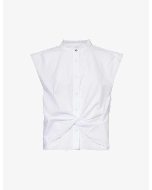 Rag & Bone White Louisa Tie-knot Sleeveless Cotton Shirt