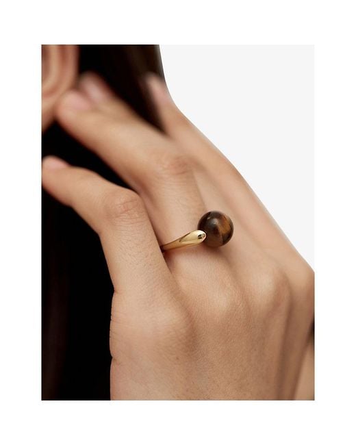 Monica Vinader Metallic Kate Young Round 18Ct Vermeil And Tiger's Eye Gemstone Ring
