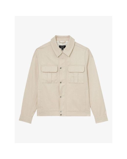 Reiss Natural Americas Patch-Pocket Cotton-Blend Bomber Jacket for men