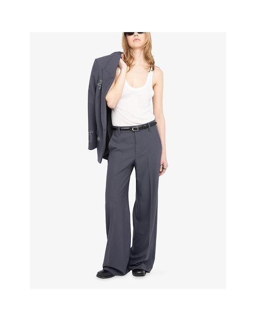Zadig & Voltaire Blue Panol Wide-Leg Woven Trousers