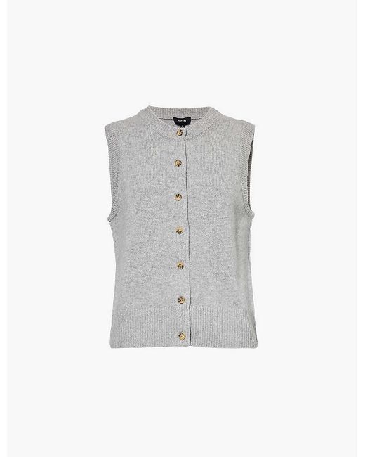 ME+EM Gray Button-front Sleeveless Cashmere Jumper X