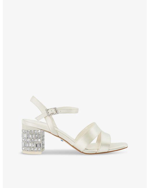 Dune White Bridal Matrimony Crystal-embellished Satin Heeled Sandals
