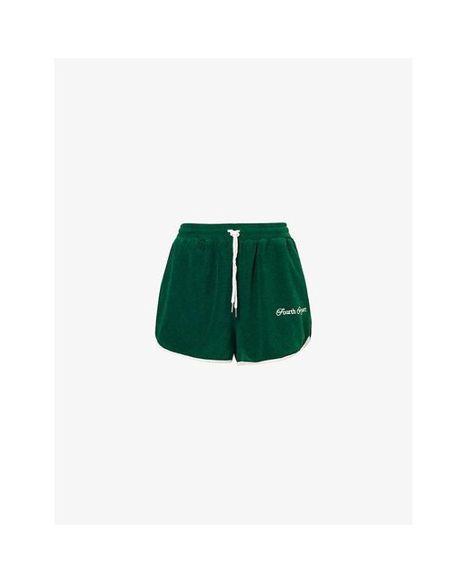 4th & Reckless Green Ella Logo-embroidered Woven Shorts