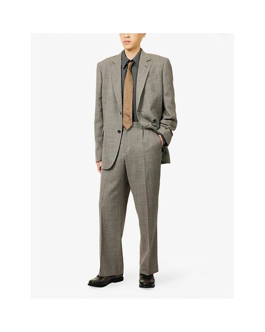 Our Legacy Gray Borrowed Wide Tapered-Leg Wool Chino Trousers for men
