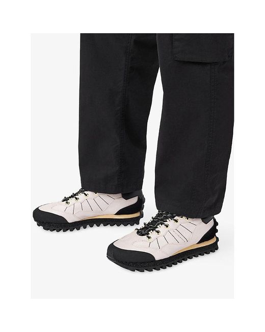 AllSaints White Nevis Suede And Woven Low-Top Trainers for men