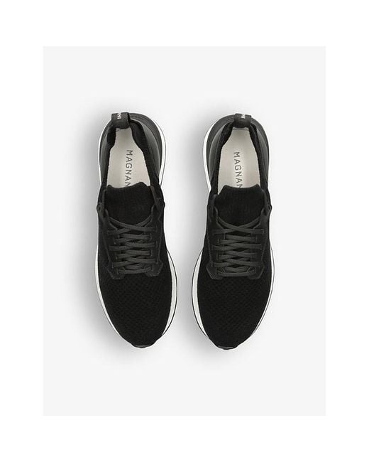 Magnanni Shoes Black Grafton Knitted Low-Top Trainers for men