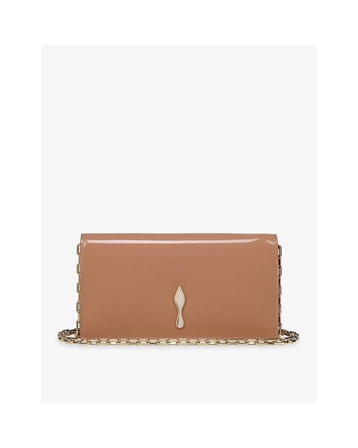 Christian Louboutin Brown Bettina Patent-Leather Clutch Bag