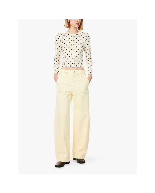 FRAME Yellow The Bow Cargo Cotton Denim Jeans