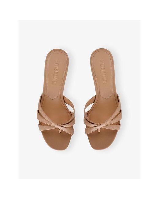 Steve Madden Natural Cary Faux-Leather Heeled Sandals