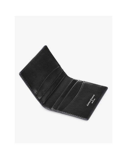Aspinal Black Double Fold Leather Card Holder