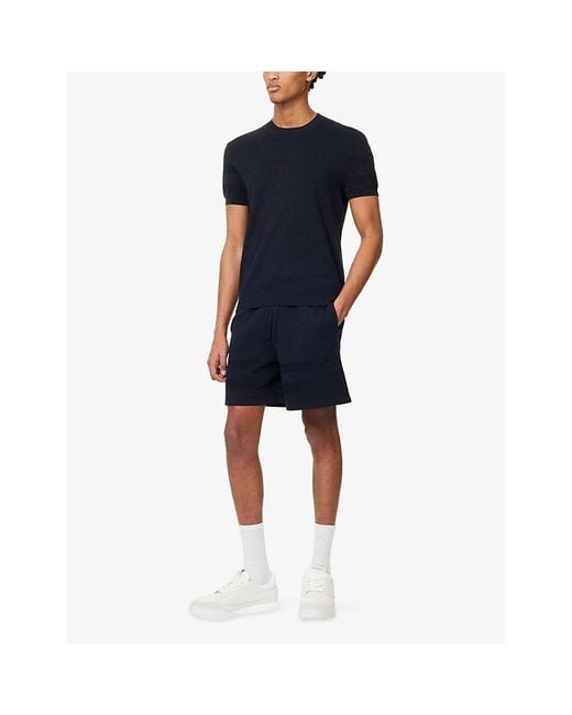 Givenchy Blue Logo-Pattern Short-Sleeve Knitted Jumper for men