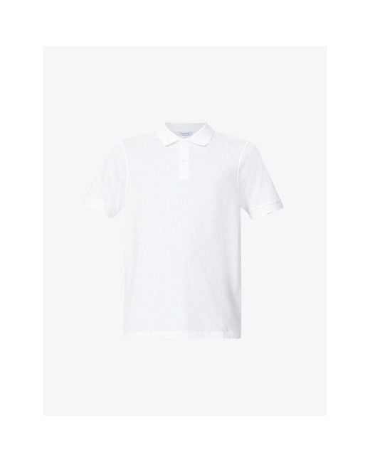 Sunspel White Short-Sleeved Cotton- Piqué Polo Shirt for men