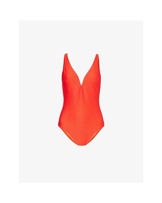 Heidi Klein Red Vicenza V-bar Recycled Polyamide-blend Swimsuit