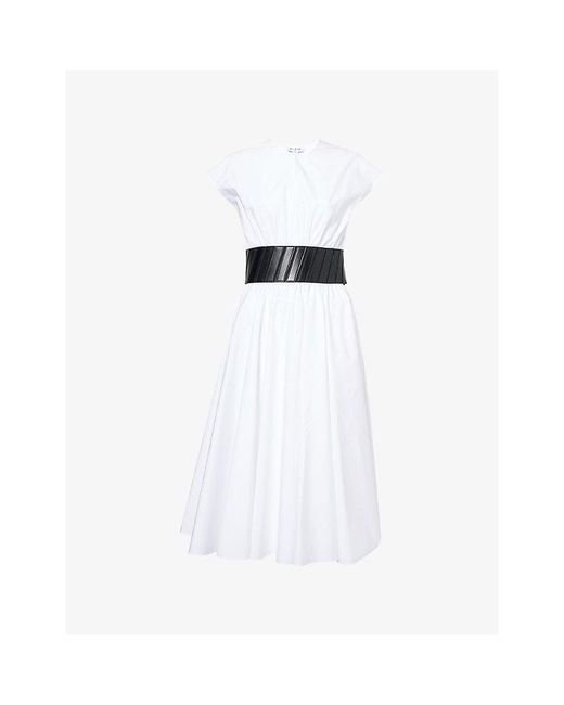 alaia cotton poplin midi dress ALAA Tie-detailed cotton-poplin midi dress