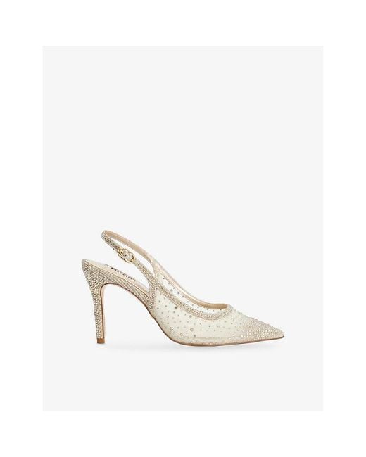 Dune White Compassionate Rhinestone-Embellished Mesh Courts