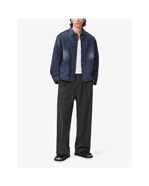 AllSaints Blue Mukesh Relaxed-Fit Denim Shacket for men