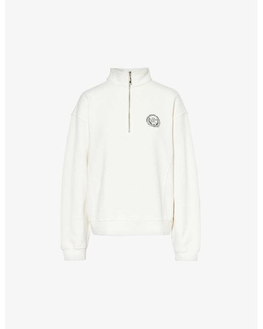 4th & Reckless White Hart Logo-print Cotton-jersey Sweatshirt