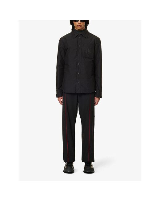 Moncler Black Galinhas Shirt Brand-patch Regular-fit Cotton-blend Down Jacket for men