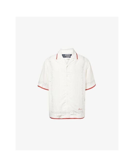Jacquemus White La Cocktail Short-Sleeve Linen-Blend Shirt for men