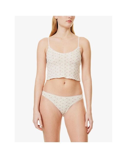 Cou Cou Intimates White High-Rise Pointelle-Pattern Cotton Briefs