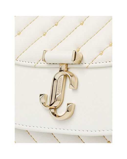 Jimmy Choo Natural Curved Quilted Leather Clutch Bag