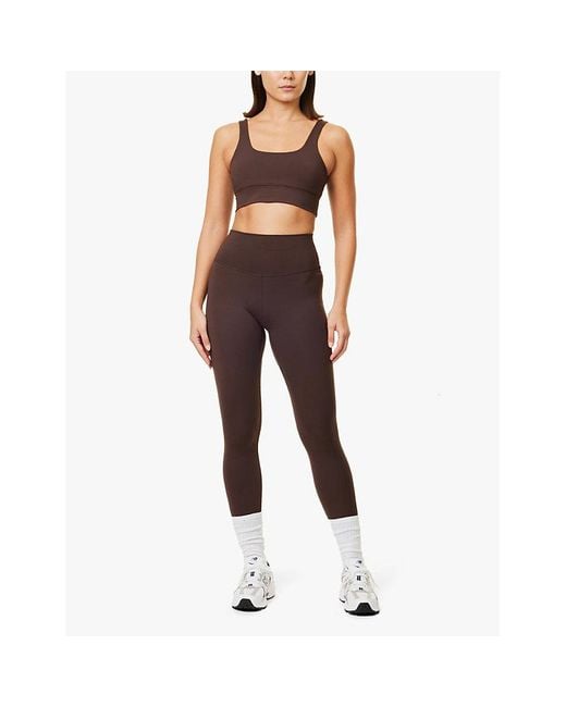 Varley Brown Freesoft Removable-Padding Stretch-Woven Bra