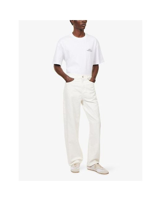 Les Deux White Carpenter Patch-Pocket Denim Jeans for men