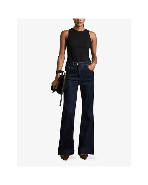 Reiss Black Betty Racerback Cotton-Jersey Vest