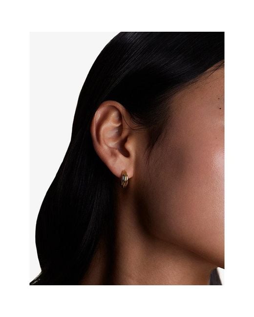 Astrid & Miyu Metallic Ripple Wave-Plated Brass Huggie Hoop Earrings