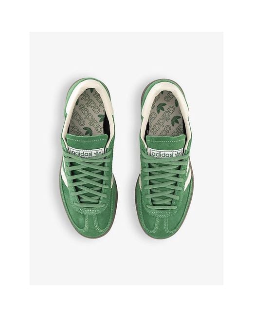 Adidas Green Handball Spezial Brand-embellished Suede Low-top Trainers