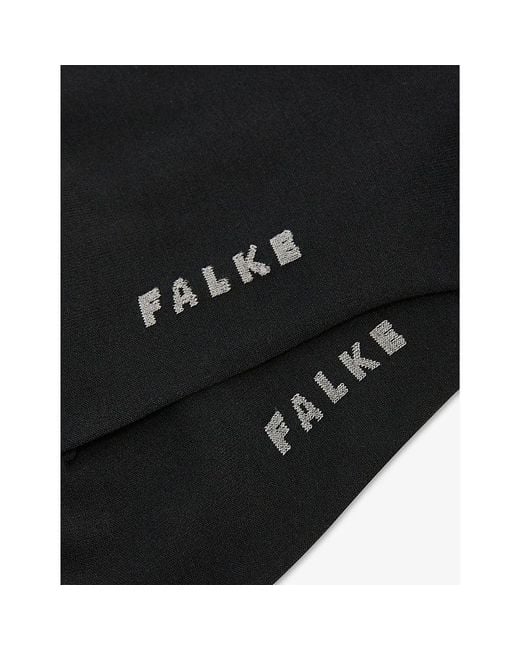 Falke Black Cotton Touch Rolled-Cuff Stretch-Cotton-Blend Socks