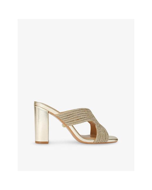 Carvela Kurt Geiger Metallic Paparazzi Embellished Faux-Leather Heel Sandals