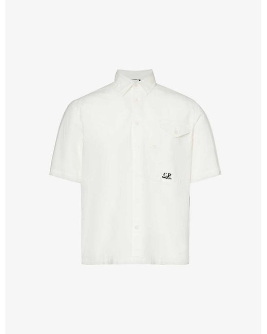 C P Company White Brand-embroidered Flap-pocket Cotton Shirt Xx for men