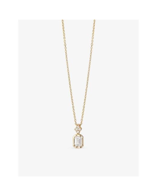 Astley Clarke Metallic Emerald Cut 0.32Ct Diamond 14Ct Pendant Necklace