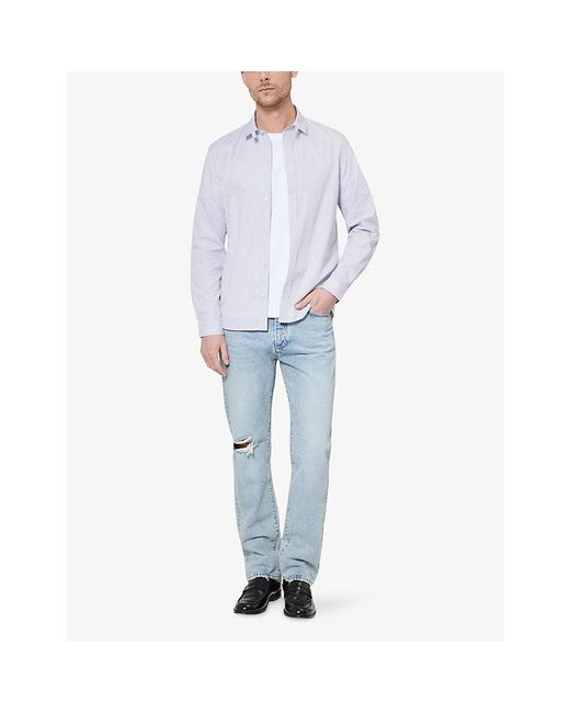 The Kooples Blue Distressed Straight-Leg Jeans for men