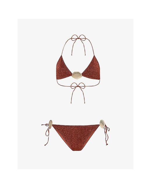 Oseree White Lumiere Shell-Hardware Bikini Set