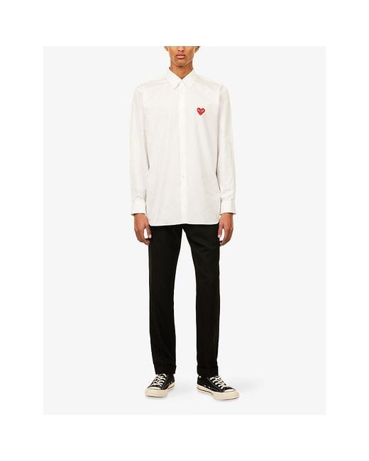 COMME DES GARÇONS PLAY White Heart Logo-Embroidered Cotton Shirt for men