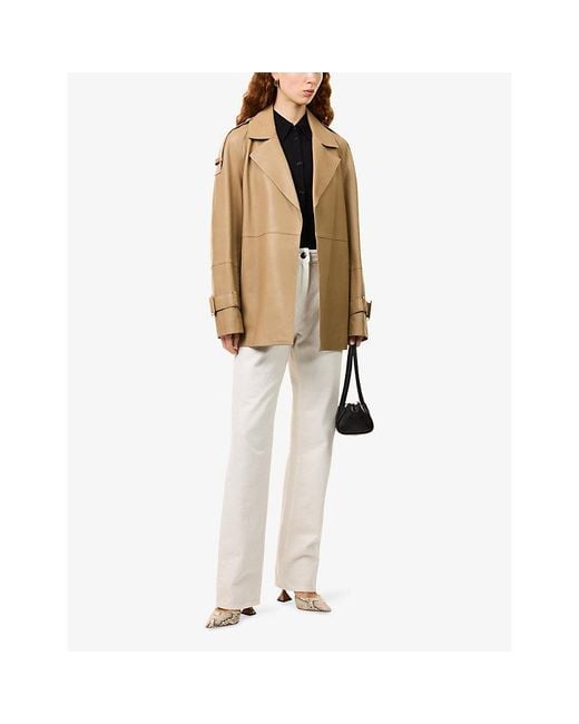 Nour Hammour Natural Nera Belted Leather Jacket
