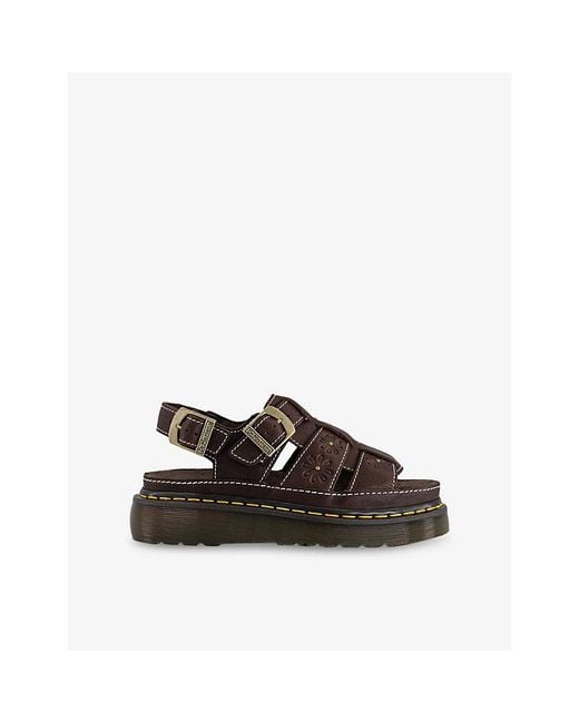 Dr. Martens Brown Wrenlie Flower Leather Sandals