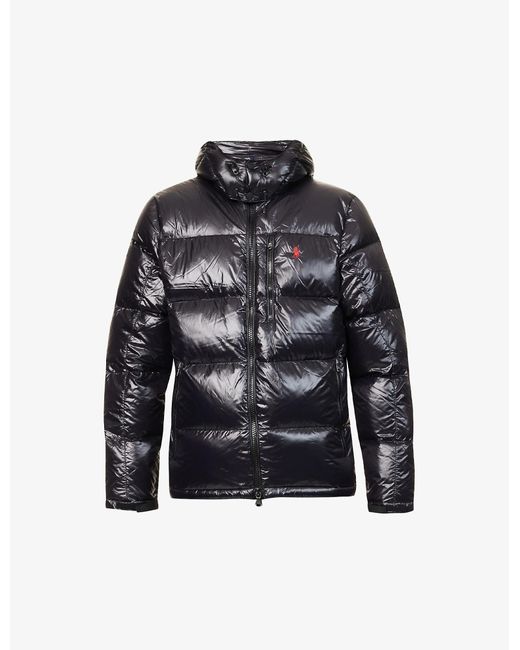 Polo Ralph Lauren Shelldown Hooded Glossy Jacket in Black for Men Lyst