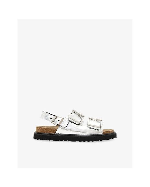 AllSaints White Isla Metallic Leather Sandals
