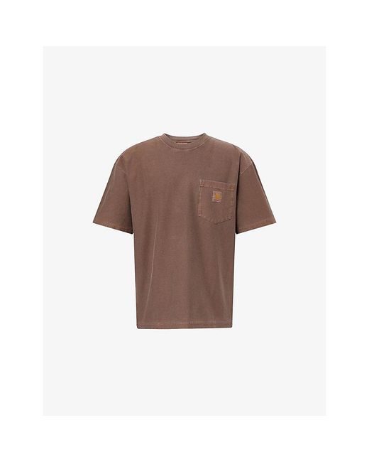 Carhartt Brown Loose Pocket Short-Sleeve Cotton -Shirt for men