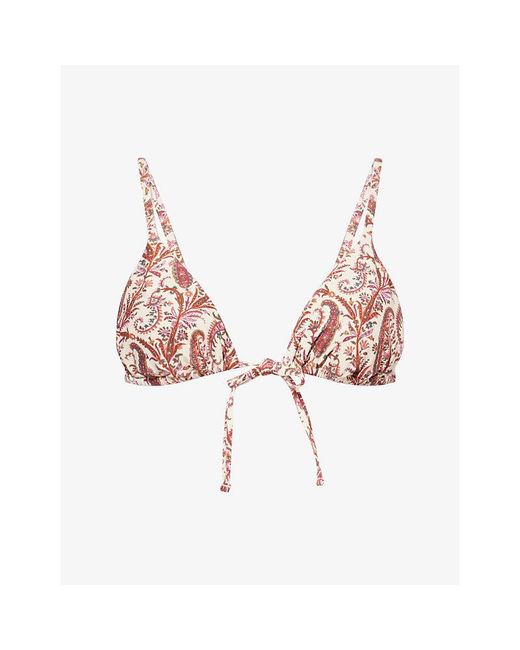 PAIGE Pink Cameron Tie-Front Triangle Bikini Top