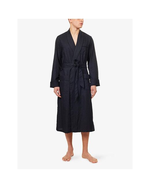 Derek Rose Blue Paris Cotton Robe for men