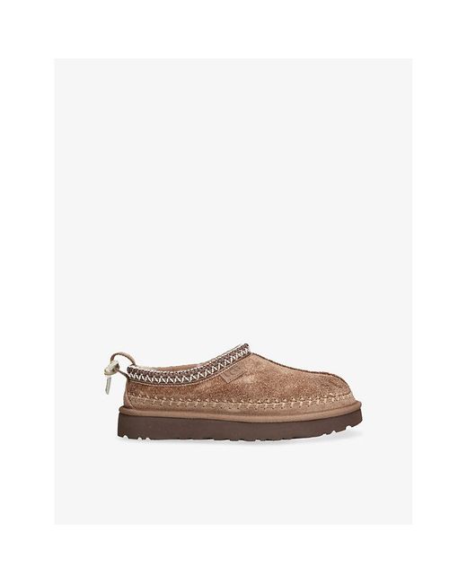 Ugg Brown Tasman Biarritz Sheepskin-Lined Suede Slippers