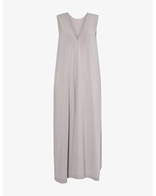 Issey Miyake Gray Draped Relaxed-fit Woven-blend Midi Dress