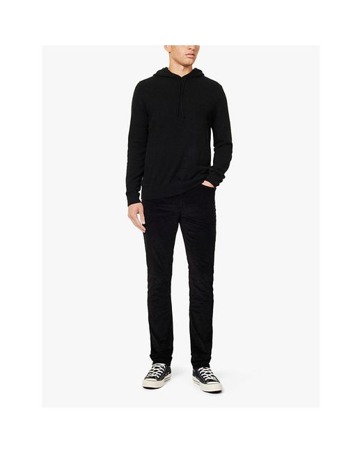 7 For All Mankind Black Slimmy Corduroy Five-Pockets Straight-Leg Slim-Fit Stretch-Cotton Blend Jeans for men