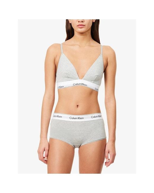 Calvin Klein White Icon Unlined Cotton-Modal Jersey Triangle Bralette