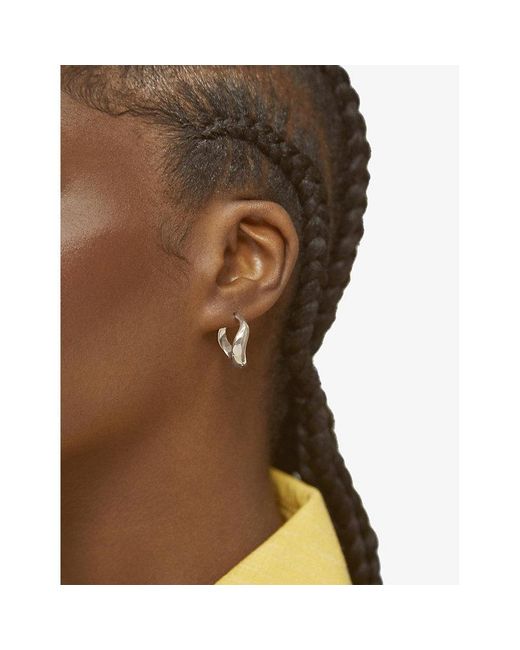 Monica Vinader White Swirl Medium Sterling- Hoop Earrings