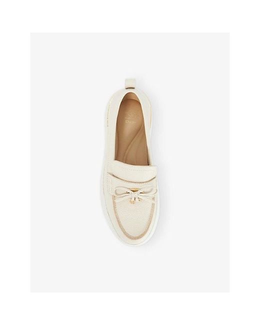 Dune White Glide Sport Leather Loafers